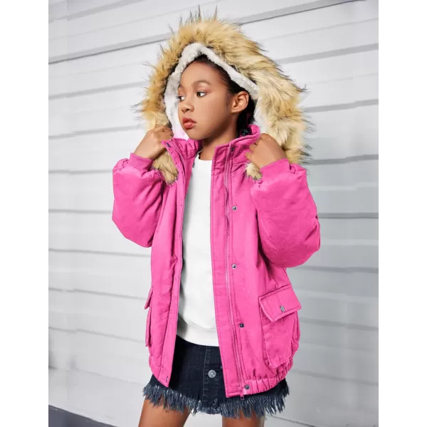 Arshiner Kids Girls Winter Coats Warm Thick Padded Hooded Fleece Lined Puffer Parka Jacket
