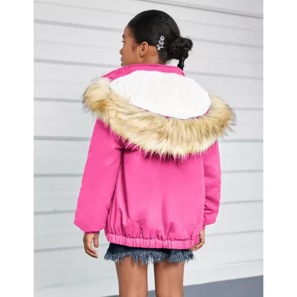 Arshiner Kids Girls Winter Coats Warm Thick Padded Hooded Fleece Lined Puffer Parka Jacket