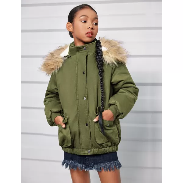 Arshiner Kids Girls Winter Coats Warm Thick Padded Hooded Fleece Lined Puffer Parka Jacket