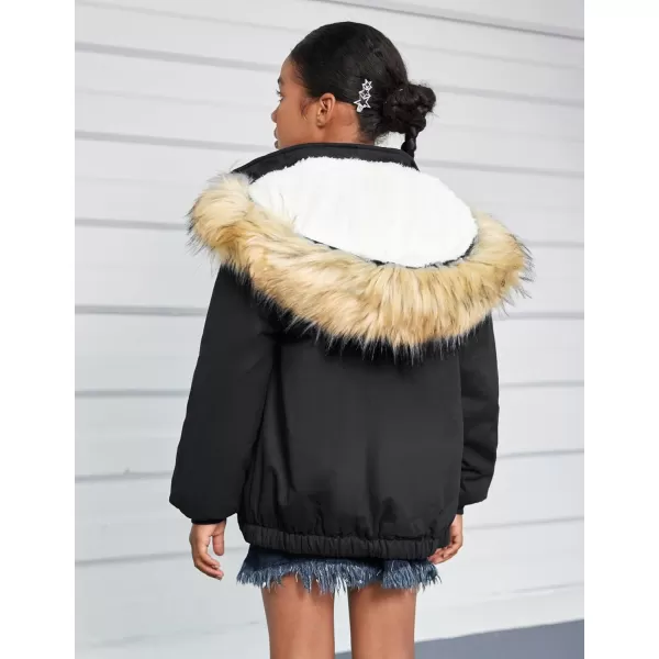 Arshiner Kids Girls Winter Coats Warm Thick Padded Hooded Fleece Lined Puffer Parka Jacket