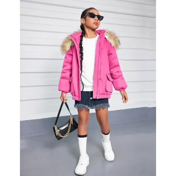 Arshiner Kids Girls Winter Coats Warm Thick Padded Hooded Fleece Lined Puffer Parka Jacket