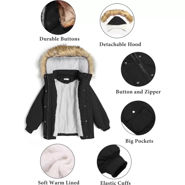 Arshiner Kids Girls Winter Coats Warm Thick Padded Hooded Fleece Lined Puffer Parka Jacket