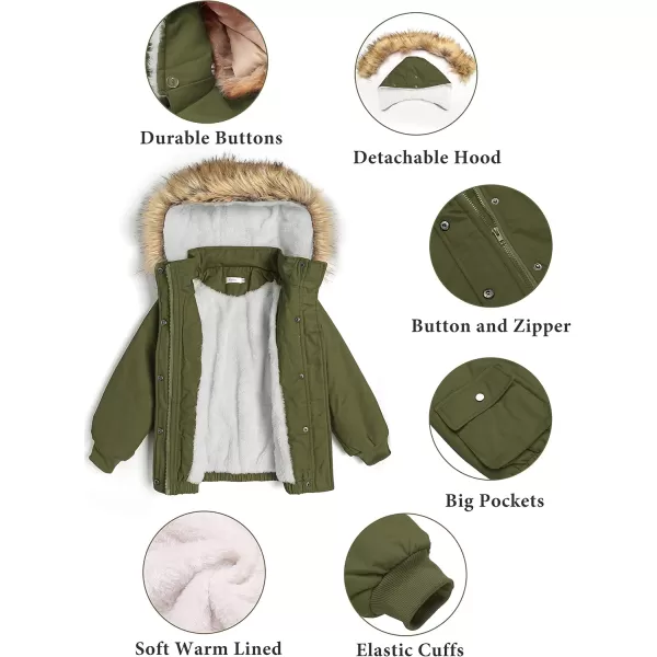 Arshiner Kids Girls Winter Coats Warm Thick Padded Hooded Fleece Lined Puffer Parka Jacket
