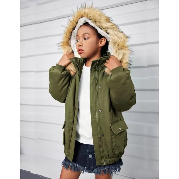 Arshiner Kids Girls Winter Coats Warm Thick Padded Hooded Fleece Lined Puffer Parka Jacket