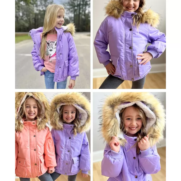 Arshiner Kids Girls Winter Coats Warm Thick Padded Hooded Fleece Lined Puffer Parka Jacket