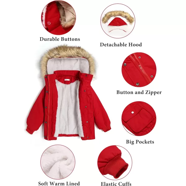 Arshiner Kids Girls Winter Coats Warm Thick Padded Hooded Fleece Lined Puffer Parka Jacket