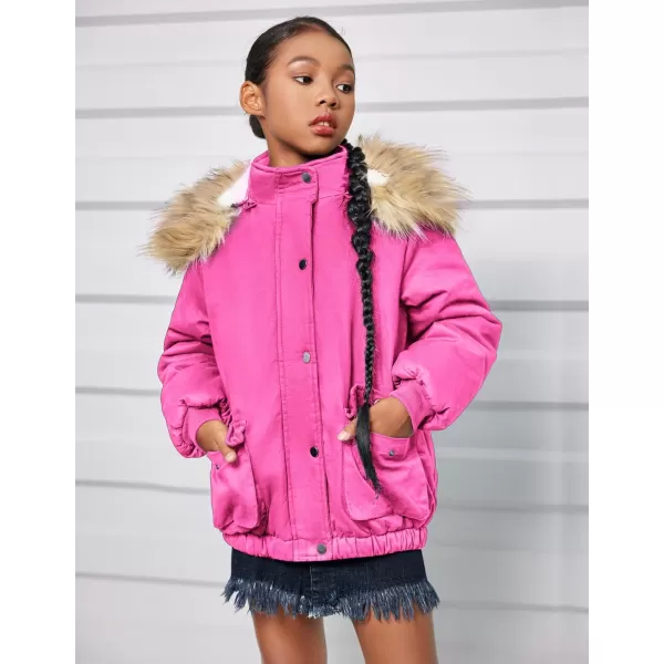 Arshiner Kids Girls Winter Coats Warm Thick Padded Hooded Fleece Lined Puffer Parka Jacket