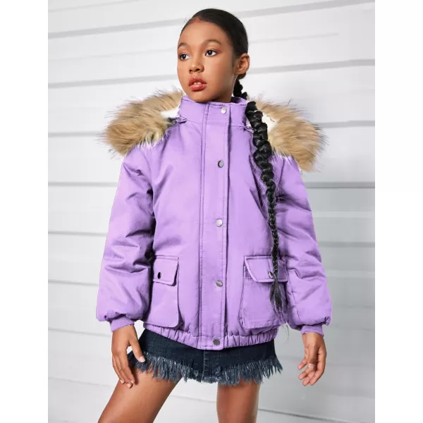 Arshiner Kids Girls Winter Coats Warm Thick Padded Hooded Fleece Lined Puffer Parka Jacket