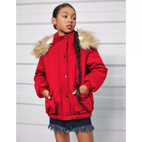 Arshiner Kids Girls Winter Coats Warm Thick Padded Hooded Fleece Lined Puffer Parka Jacket