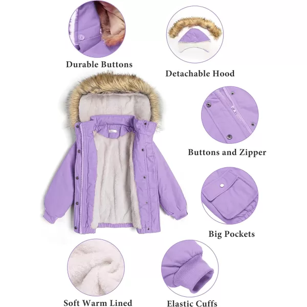 Arshiner Kids Girls Winter Coats Warm Thick Padded Hooded Fleece Lined Puffer Parka Jacket
