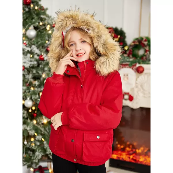 Arshiner Kids Girls Winter Coats Warm Thick Padded Hooded Fleece Lined Puffer Parka Jacket