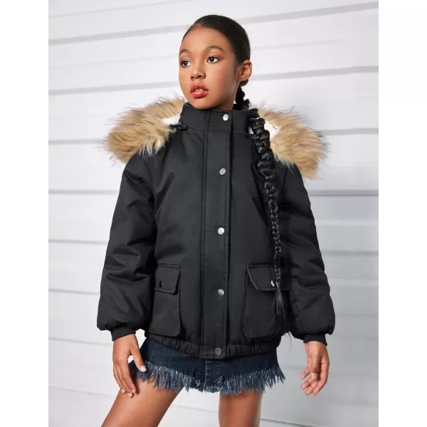 Arshiner Kids Girls Winter Coats Warm Thick Padded Hooded Fleece Lined Puffer Parka Jacket