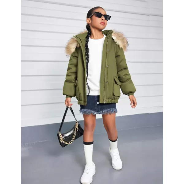 Arshiner Kids Girls Winter Coats Warm Thick Padded Hooded Fleece Lined Puffer Parka Jacket