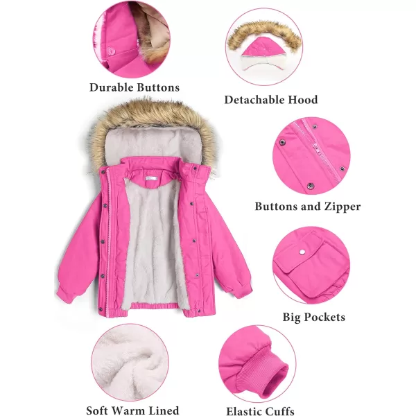 Arshiner Kids Girls Winter Coats Warm Thick Padded Hooded Fleece Lined Puffer Parka Jacket