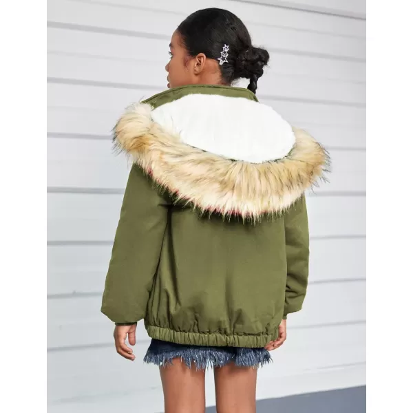 Arshiner Kids Girls Winter Coats Warm Thick Padded Hooded Fleece Lined Puffer Parka Jacket