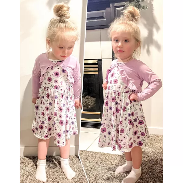 Arshiner Toddler Dress and Cardigan Girl Floral Print Sleeveless Sundress and Long Sleeve Shrugs Sets
