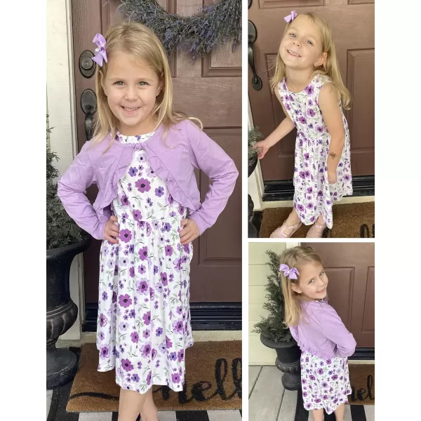 Arshiner Toddler Dress and Cardigan Girl Floral Print Sleeveless Sundress and Long Sleeve Shrugs Sets