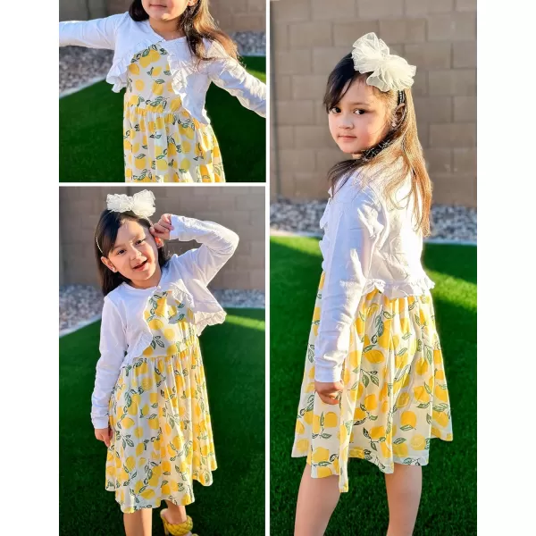 Arshiner Toddler Dress and Cardigan Girl Floral Print Sleeveless Sundress and Long Sleeve Shrugs Sets