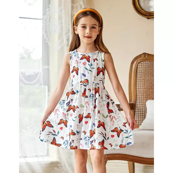 Arshiner Toddler Dress and Cardigan Girl Floral Print Sleeveless Sundress and Long Sleeve Shrugs Sets