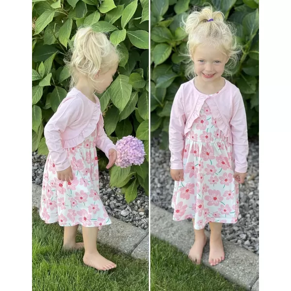 Arshiner Toddler Dress and Cardigan Girl Floral Print Sleeveless Sundress and Long Sleeve Shrugs Sets