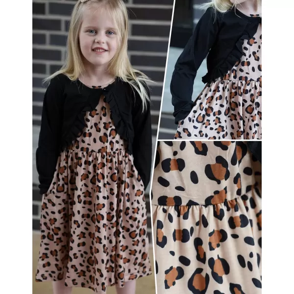 Arshiner Toddler Dress and Cardigan Girl Floral Print Sleeveless Sundress and Long Sleeve Shrugs Sets