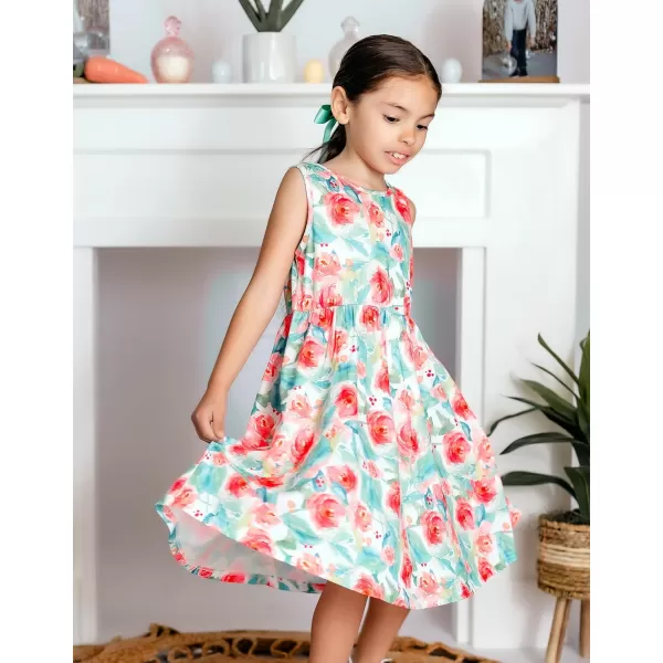 Arshiner Toddler Dress and Cardigan Girl Floral Print Sleeveless Sundress and Long Sleeve Shrugs Sets