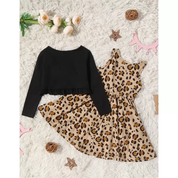 Arshiner Toddler Dress and Cardigan Girl Floral Print Sleeveless Sundress and Long Sleeve Shrugs Sets