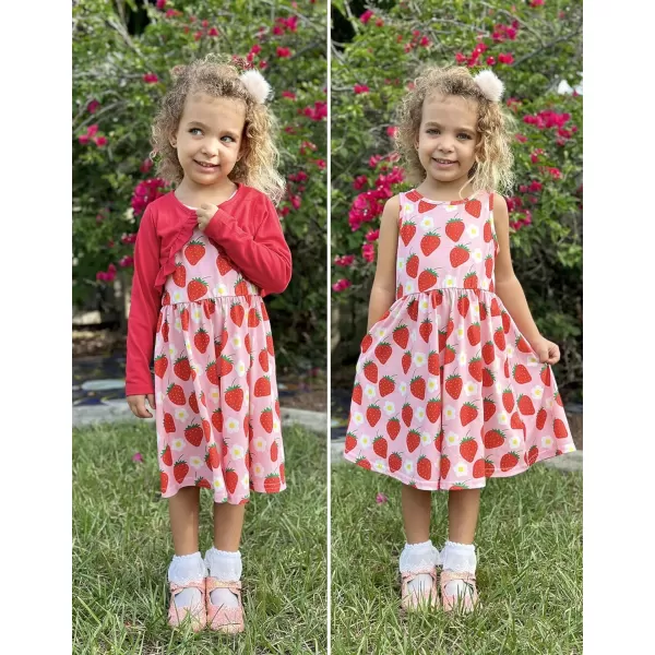 Arshiner Toddler Dress and Cardigan Girl Floral Print Sleeveless Sundress and Long Sleeve Shrugs Sets