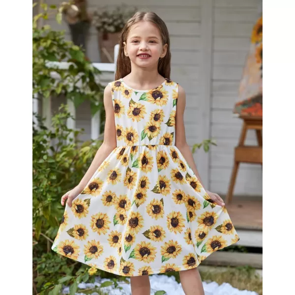 Arshiner Toddler Dress and Cardigan Girl Floral Print Sleeveless Sundress and Long Sleeve Shrugs Sets