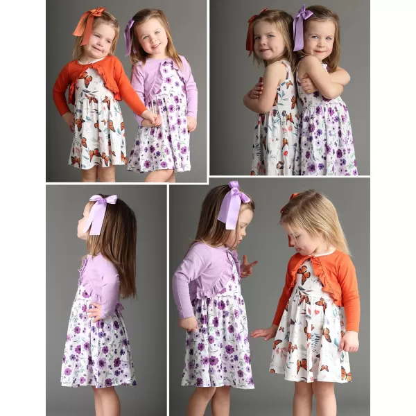Arshiner Toddler Dress and Cardigan Girl Floral Print Sleeveless Sundress and Long Sleeve Shrugs Sets