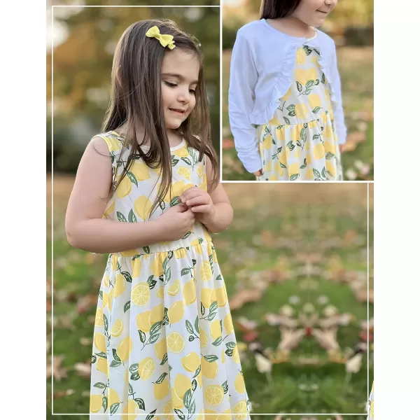 Arshiner Toddler Dress and Cardigan Girl Floral Print Sleeveless Sundress and Long Sleeve Shrugs Sets