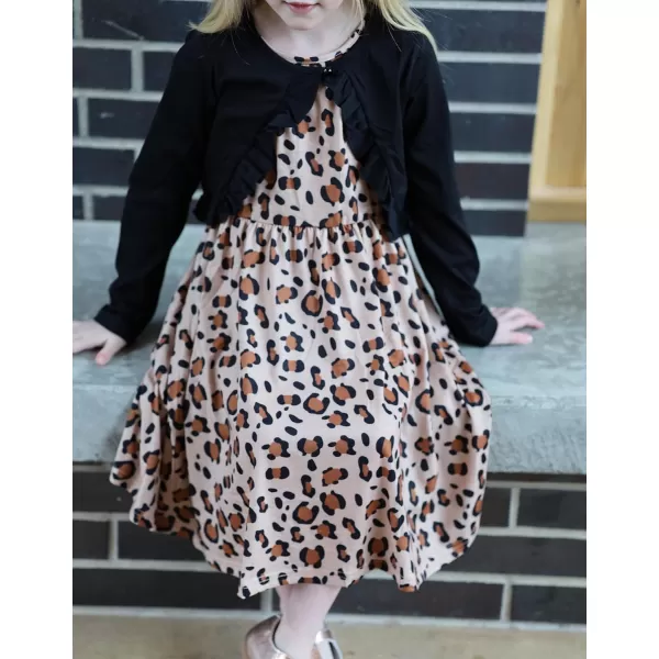 Arshiner Toddler Dress and Cardigan Girl Floral Print Sleeveless Sundress and Long Sleeve Shrugs Sets
