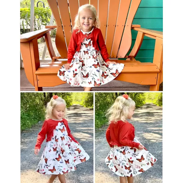 Arshiner Toddler Dress and Cardigan Girl Floral Print Sleeveless Sundress and Long Sleeve Shrugs Sets