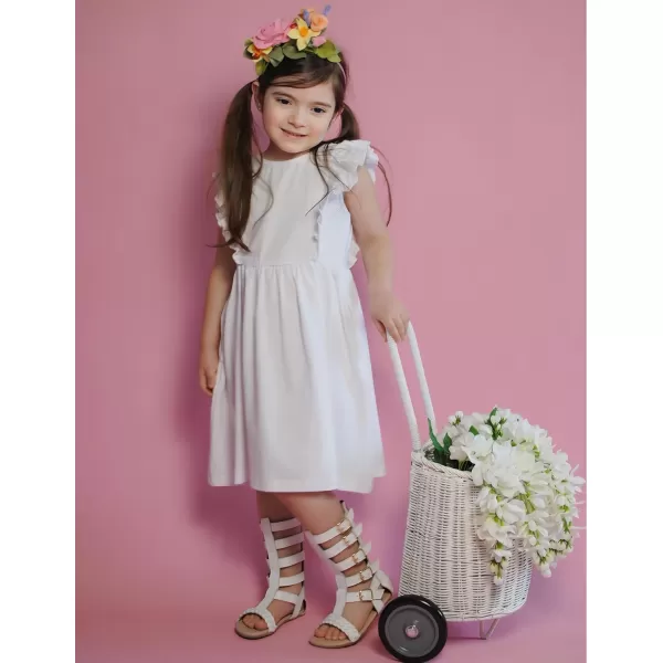 Arshiner Toddler Girls Dresses Ruffle Sleeve Dress for Girl Baby Summer Backless Dresses 2-6T