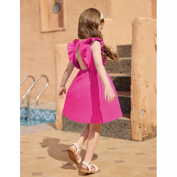 Arshiner Toddler Girls Dresses Ruffle Sleeve Dress for Girl Baby Summer Backless Dresses 2-6T