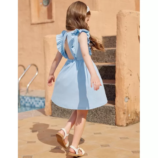 Arshiner Toddler Girls Dresses Ruffle Sleeve Dress for Girl Baby Summer Backless Dresses 2-6T