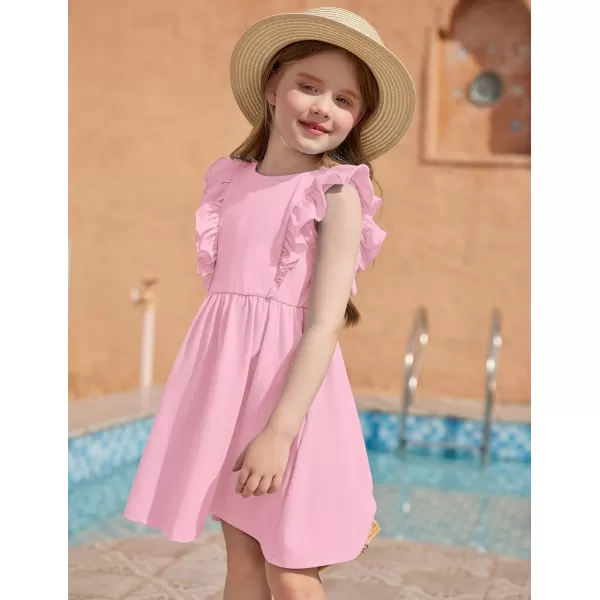 Arshiner Toddler Girls Dresses Ruffle Sleeve Dress for Girl Baby Summer Backless Dresses 2-6T