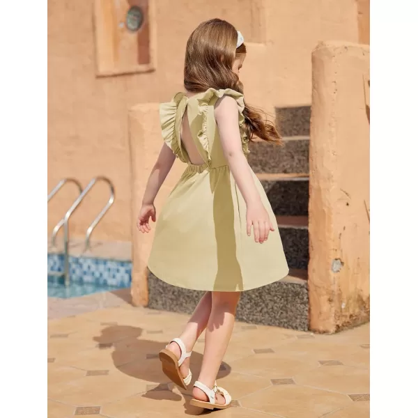 Arshiner Toddler Girls Dresses Ruffle Sleeve Dress for Girl Baby Summer Backless Dresses 2-6T