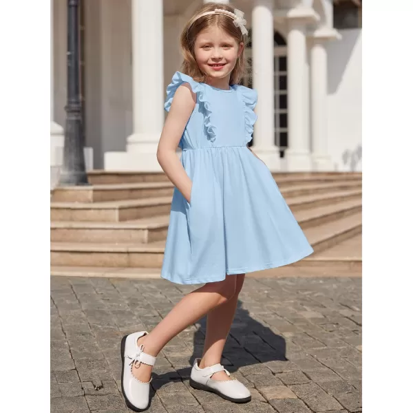 Arshiner Toddler Girls Dresses Ruffle Sleeve Dress for Girl Baby Summer Backless Dresses 2-6T