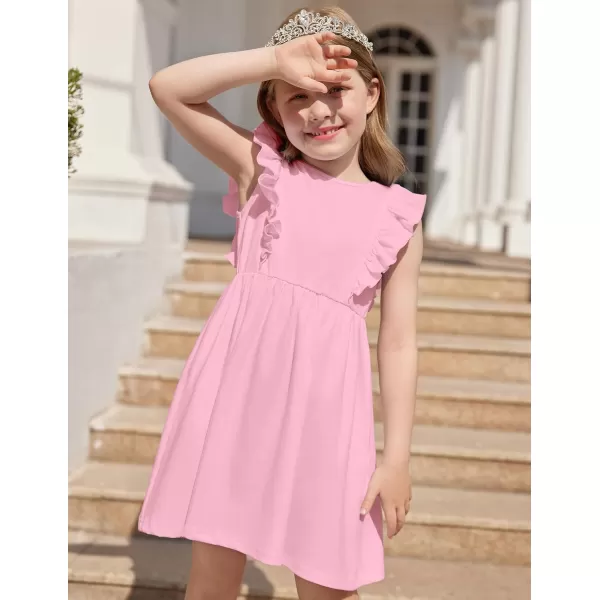 Arshiner Toddler Girls Dresses Ruffle Sleeve Dress for Girl Baby Summer Backless Dresses 2-6T
