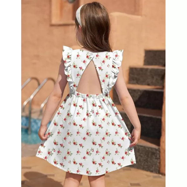 Arshiner Toddler Girls Dresses Ruffle Sleeve Dress for Girl Baby Summer Backless Dresses 2-6T