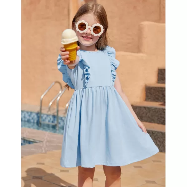 Arshiner Toddler Girls Dresses Ruffle Sleeve Dress for Girl Baby Summer Backless Dresses 2-6T