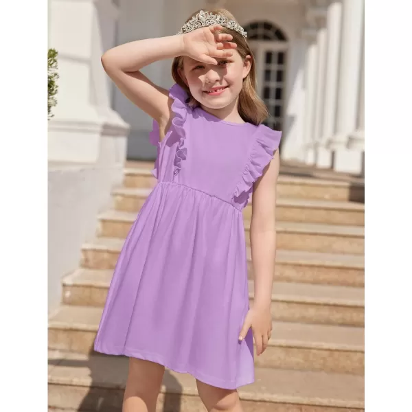 Arshiner Toddler Girls Dresses Ruffle Sleeve Dress for Girl Baby Summer Backless Dresses 2-6T