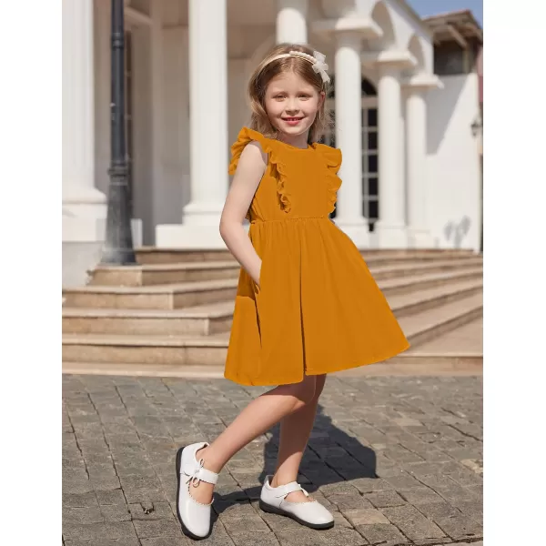 Arshiner Toddler Girls Dresses Ruffle Sleeve Dress for Girl Baby Summer Backless Dresses 2-6T