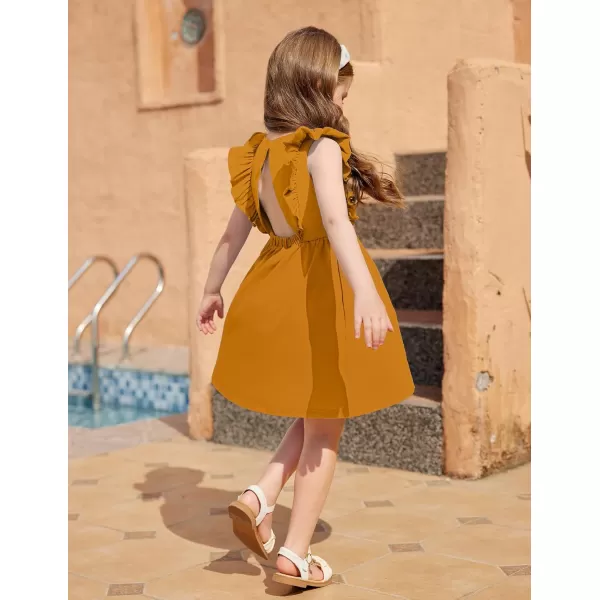 Arshiner Toddler Girls Dresses Ruffle Sleeve Dress for Girl Baby Summer Backless Dresses 2-6T
