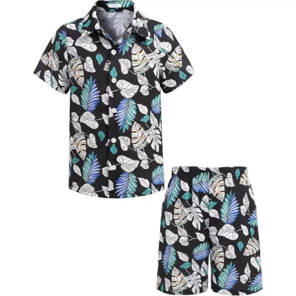 Arshiner Boys 2 Piece Outfits Hawaiian Shorts Sets Button Down Shirt and Shorts Summer Beach Clothes for 4~12 Years