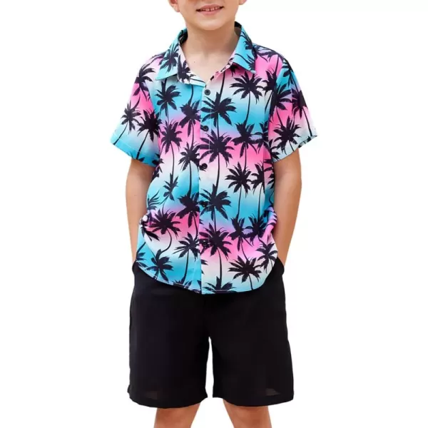 Arshiner Boys 2 Piece Outfits Hawaiian Shorts Sets Button Down Shirt and Shorts Summer Beach Clothes for 4~12 Years