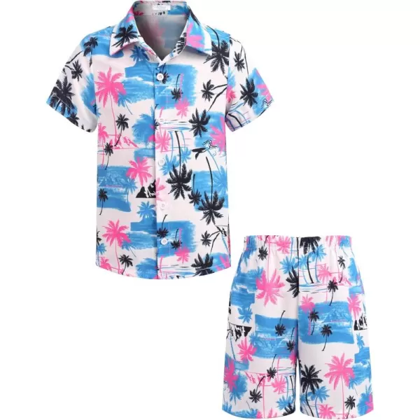 Arshiner Boys 2 Piece Outfits Hawaiian Shorts Sets Button Down Shirt and Shorts Summer Beach Clothes for 4~12 Years