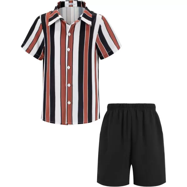 Arshiner Boys 2 Piece Outfits Hawaiian Shorts Sets Button Down Shirt and Shorts Summer Beach Clothes for 4~12 Years