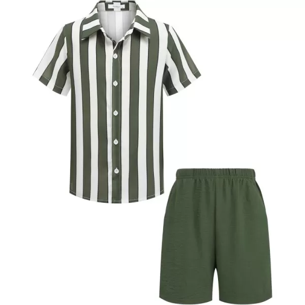 Arshiner Boys 2 Piece Outfits Hawaiian Shorts Sets Button Down Shirt and Shorts Summer Beach Clothes for 4~12 Years